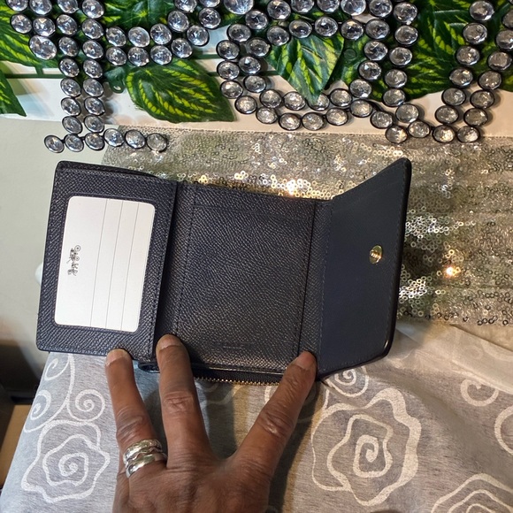 Coach Dark Blue Leather Wallet with Gold Accents - Picture 3 of 9